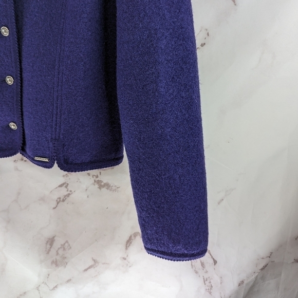 Geiger Jacket Women Medium 40 Purple Boiled Wool Button Crop Retro Vintage - Picture 4 of 13
